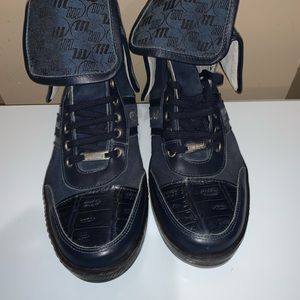 Mauri 8867 Blue Genuine Alligator / Suede Boots With Mauri Signature Fabric!